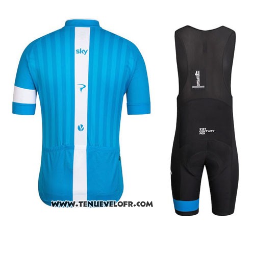 2016 Maillot Ciclismo Sky Azur et Blanc Manches Courtes et Cuissard